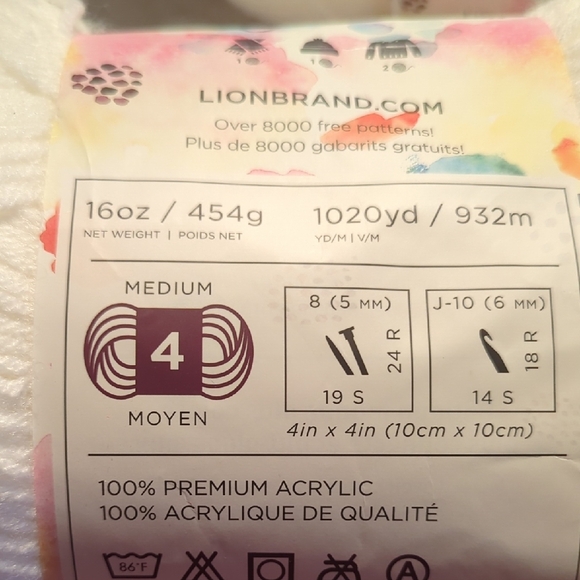 2- Lion Brand Pound of Love Yarn in White - Picture 2 of 4